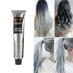 Permanent hair coloring cream, available in smoky grey, 100ml, Punk style, light grey, silver, unisex Size: 100 mL.  Color: Gray. Grey Hair Color Styling Tools, What Color Makeup Do You Ware For Gray Hair, Lilac Silver Hair Toner, Hair Dye To Cover Grays, Toners For Gray Mashroom Brown Hair, Salt Pepper Hair Coloring, Gray Hair Highlights Hair Styling Tools, Best Hair Dye For Grey Hair, Wigs Silver Grey