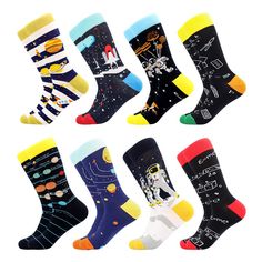 PRICES MAY VARY. 🌻【STAND OUT from the Crowd】 Why there are only black or white socks for men? Why single color and dull patterns all the time for Men’s socks? Here we go, Bisousox AMAZING Men’s Socks with Unique & Striking Design and Color, ⭐⭐⭐ making you stand out from the crowd!!! You will get tons of compliments after wearing our socks!⭐⭐⭐ And you won’t wear repeated socks in a week if you buy more pairs. 🌈【COZY & FIT】 One size fits all MEN in size: US 8-12 / EU 39-46. 80% Cotton,15% Nylon, Groomsmen Socks, Stance Socks, Mens Dress Socks, Funky Socks, Fun Dress, White Socks, Crazy Socks, Socks For Men, Funny Socks