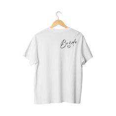 These modern inspired bride shirts are perfect for your Hen's party or Wedding day! The shirt is a crew neck Tee. For a more oversized look size up 1-2 sizes from your normal size. Please see size guide in our photos. Product is hand make with vinyl and heat transfer, care must be taken when washed. We recommend a gentle cold hand wash and hang dry. Bride Tee, Hens Party, Oversized Look, Bride Shirts, Hen Party, Look Plus, Bride Wedding, Crew Neck Tee, Hen