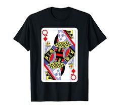 the queen of spades playing card t - shirt for men and women on black