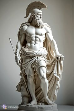 a statue of a man holding a spear