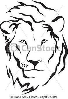 black and white drawing of a lion's head