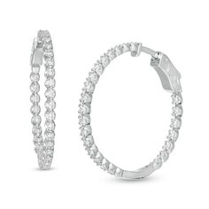 Marilyn Monroe™ Collection 1 CT. T.w. Journey Diamond Inside-Out Hoop Earrings in 10K White Gold Disney Fine Jewelry, White Gold Diamond Earrings, Navel Jewelry, Peoples Jewellers, Popular Jewelry, Fancy Diamonds, Diamond Hoop Earrings, Gold Wedding Band, Diamond Stone