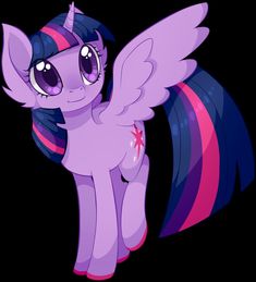 a pinkie pony with big eyes and wings on it's back legs, standing in front of a black background