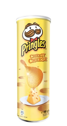 pringles cheesy cheese can on white background