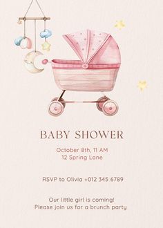 a baby shower with a pink stroller and stars