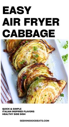 easy air fryer cabbage recipe on a white plate