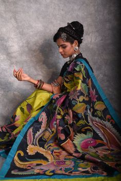 Made to order. time required ; 60 to 65 days kalamkari and kantha fusion pure tussar sari made to ordermade to order made to order fusion of two great and authentic indian art. complete hand made. before placing order please comunicate us. +(91) 9073993839 Festive Fusion Style Saree, Fusion Style Multicolor Dupatta With Zari Work, Fusion Style Semi-stitched Dupatta For Navratri, Fusion Style Multicolor Dupatta For Diwali, Fusion Multicolor Dupatta For Diwali, Multicolor Fusion Dupatta For Diwali, Black Kalamkari Print Saree, Fusion Multicolor Traditional Wear With Zari Work, Designer Fusion Dupatta For Festivals