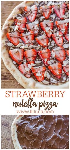 strawberry nutella pizza with chocolate frosting on top