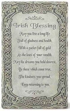 an irish blessing card with the words irish blessing written in white ink on a gray background