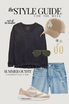 Summer sweater outfit idea, casual outfit idea, everything linked Daily Look Outfits Summer, Ltk Outfits Summer, Daily Casual Outfits, Casual Outfit For Summer, Casual Outfits Summer, Striped Boyfriend Shirt, Look Boho Chic, Outfit For Summer, Boyfriend Shirt