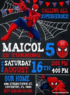 the spiderman birthday party is going on