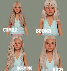 four different types of blonde hair for the female character in the video game simula