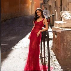 Worn Once For My Engagement Shoot Gown One Shoulder, Mesh Wedding Dress, Tailored Fashion, White Tube Top, Red Gowns, Necklines For Dresses, Red Glitter, Fancy Dresses, Dress Materials