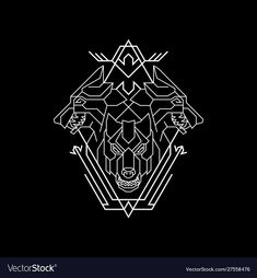 the head of a wolf in geometric style