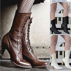 Category:Boots,Heels; Upper Materials:PU; Embellishment:Rhinestone,Crystal; Season:Fall,Winter; Heel Type:Cone Heel,High Heel; Gender:Women's; Activity:Walking; Toe Shape:Round Toe; Type:Mid Calf Boots; Style:Vintage,Casual,Comfort,Minimalism; Heel Height(inch):2-3; Outsole Materials:Rubber; Occasion:Work,Outdoor,Daily; Closure Type:Loafer; Pattern:Solid Color; Listing Date:08/25/2023; Production mode:External procurement; 2024 Trends:Strappy Heels,Wingtip Shoes,Heel Boots,Work Boots,Plus Size,Riding Boots,Stilettos; Foot Length:null; Foot Width:null; Size chart date source:Provided by Supplier. Boots Stilettos, Women Heel Boots, Ankle Boots With Jeans, Gothic Women, Lace Ankle Boots, Short Ankle Boots, Wingtip Shoes, Lace Up High Heels, Victorian Steampunk