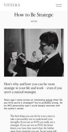 a man in a suit and tie writing on a blackboard with the words how to be