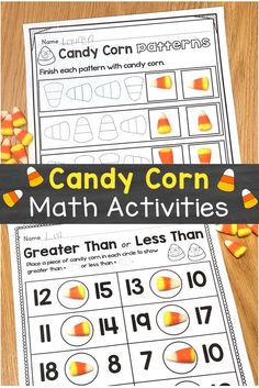 candy corn math worksheet for kids to practice counting and addition skills on halloween