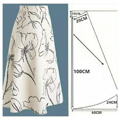 the measurements for a skirt with flowers on it