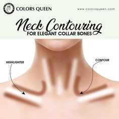 Contour Neck And Chest, Neck Makeup Contour, Square Face Contour And Highlight, Countouring Ideas, Easy Contouring For Beginners, Easy Natural Makeup Tutorial, Neck Makeup, Neck Contouring, Contouring Guide