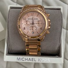 Perfect Condition. Worn Maybe Once. Extra Clasps And Hardware Included. Original Box Included. Ritz Rose Gold-Tone Watch Watches Rose Gold, Michael Kors Watches Women, Watches Women Aesthetic, Classy Accessories, Gold Watch Women, Watches Aesthetic, Aesthetic Watches