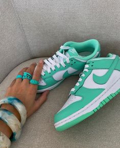 Tap to buy 🛍 Trendy Green Sneakers, Dunk Green, Sneaker Heads, Teal Nikes, Buy Sneakers, Nike Shoes Air Force, Nike Fashion Shoes, Preppy Shoes, Jordan Shoes Girls