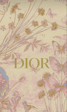 the front cover of dior's new book, with pink flowers and butterflies