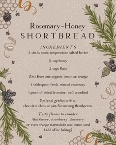 rosemary - honey shortbread recipe with ingredients