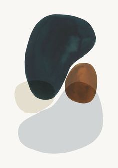 two brown and black objects are on a white surface, one is in the shape of an egg