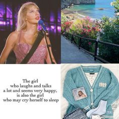 there is a collage with pictures and words about taylor swift's life in the video