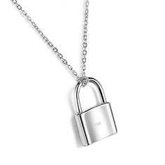 PRICES MAY VARY. FASHION AND SIMPLEE：This Italian Classic Design Sterling Silver Lock Pendant Necklace for woman adds a touch of gorgeousness to your daily look .Lock Pendant O Chain combination with creating a modern and polished look.The Lock shape is not too thick, only the appropriate volume, Cool and feminine silhouette accentuate your alluring charm. It is the perfect Necklace for everyday wear, whether it's casual jeans and T-shirts or dressing. For a fashion statement ,wear and overlay a L Necklace, Necklace For Everyday, Lock Pendant, Silver Choker, Charm It, Jewelry Lookbook, Feminine Silhouette, Classic Italian, Casual Jeans