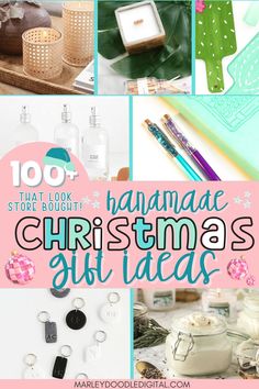 a collage of photos with text overlay that says, handmade christmas gifts at ideas