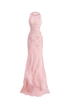 This exquisite gown features a mermaid silhouette and jewel neckline, crafted from luxurious organza fabric. Own the room with this statement piece, perfect for high-end events and formal occasions. *Note: Product color is varied due to studio lighting. Cult Mia Dress, Pink Silk Dress Long, Dipped Dress, Pink Dress Elegant, Formal Pink Dress, Studio Pia, Elegant Pink Dress, Pink Mermaid Dress, Organza Maxi Dress