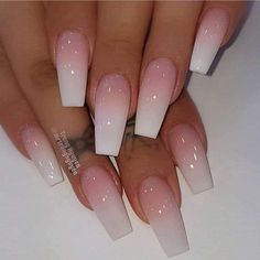 Ombre Nail, Ombre Acrylic Nails, White Acrylic Nails, French Tip Acrylic Nails, Ombre Nail Designs, French Nail, Acrylic Nails Coffin Pink, Ballerina Nails, Acrylic Nails Coffin Short