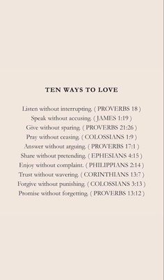 the back cover of ten ways to love, written in black and white on a beige background