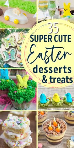 easter desserts and treats are featured in this collage