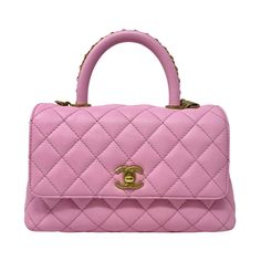 Chanel Caviar Leather Mini Coco Handle Flap Bag with Gold-tone Hardware with Turn-Lock at Front and Chain Link Shoulder Strap (est. retail: $6,100) Designer = Chanel Color = Pink Material = Leather Condition = Very Good Height = 6 Width = 10 Depth = 3" Class = Premier Location: Chicago Item Number: 20559-9 Item ID: 302069 Category: Shoulder Bag Coco Handle, Chanel Mini, Suit Shoes, Chanel Caviar, Loafer Mules, Pump Sandals, Flap Bag, Leather Mini, Handbag Backpack