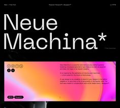 an image of a website page with the words neue machina on it