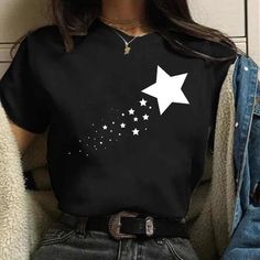 Casual Fashion Aesthetic, Graphic Star, Womens Ripped Jeans, 90s Girl, Spring Break Outfit, Blue Black Color, Y2k Aesthetic Outfits, Sweater Vest Women, Casual Summer Tops