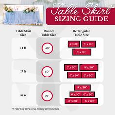 the table skirt sizing guide