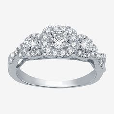 a white gold ring with diamonds on it