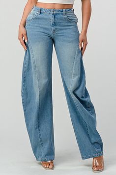 Versatile Wide-leg Denim Pants, Non-stretch Wide-leg Denim Pants, Non-stretch Blue Denim Wide Leg Pants, Pre-washed Denim Blue Wide Leg Jeans, Wide-leg Rigid Denim Pants In Denim Blue, Jeans Denim, Knit Set, Wide Leg Denim, Sheer Fabrics