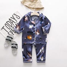 Cartoon Satin Pajamas Set - Momorii Pajamas Comfy, Baby Models, Cute Pajamas, Satin Pyjama Set, Satin Pajamas, Pajamas Set