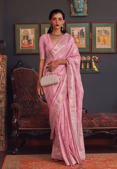 Buy Royal Pink Pure Silk Zari Weaving Traditional Saree, Saree for USA Women, Designer Saree, Wedding Saree, Premium Saree, Indian Saree, Saree. Online in India - Etsy Handloom Weaving, Katan Silk Saree, Saree Gown, Sarees Collection, Party Kleidung, Indian Attire, Varanasi, Pink Saree