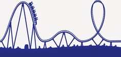 an amusement park roller coaster in blue and white with the words, it's time to go