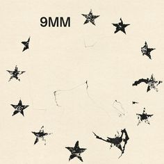 an advertisement for mm9 with stars in the shape of letters and numbers on white paper