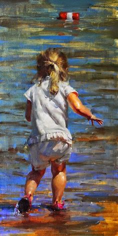 Fongwei Liu, Oil Portraits, Water Body, Figure Art, Art Idea, Paintings I Love, Beach Painting, Fine Art Gallery