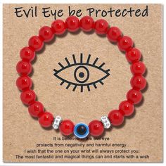 the evil eye be protected bracelet is made with red glass beads