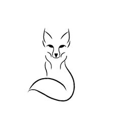 a black and white drawing of a fox