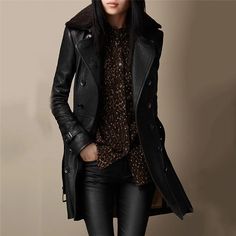 Women's Jacket Street Daily Going out Fall Regular Coat Regular Fit Rain Waterproof Breathable Casual Jacket Long Sleeve Solid Color Pocket Black 2023 - €87.99 Fur Hooded Jacket, Faux Fur Hooded Jacket, Classic Leather Jacket, Elegant Blazers, Pu Jacket, Long Leather Coat, Cozy Coats, Black Windbreaker, Rock Chick